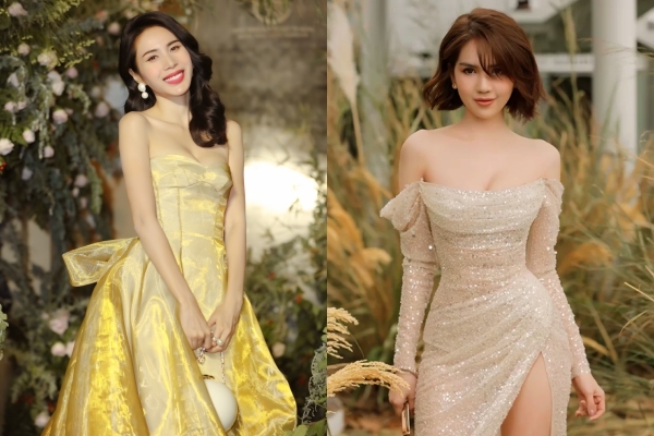 Thủy Tiên chơi trội diện đầm dài 2m, Ngọc Trinh tiếp tục hở bạo