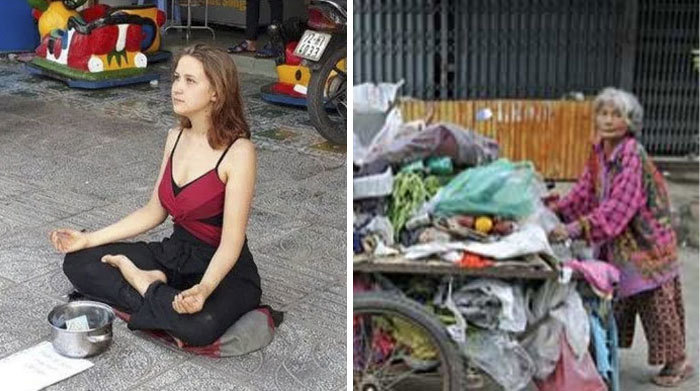Cô gái xinh đẹp ăn xin trên phố, biết lý do ai cũng bức xúc