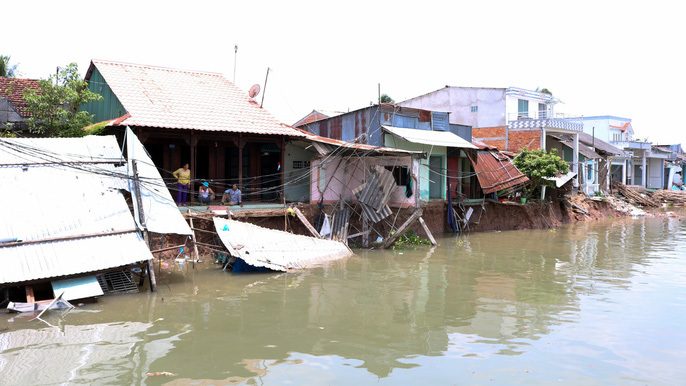 Landslides in the Mekong Delta causing serious erosion
