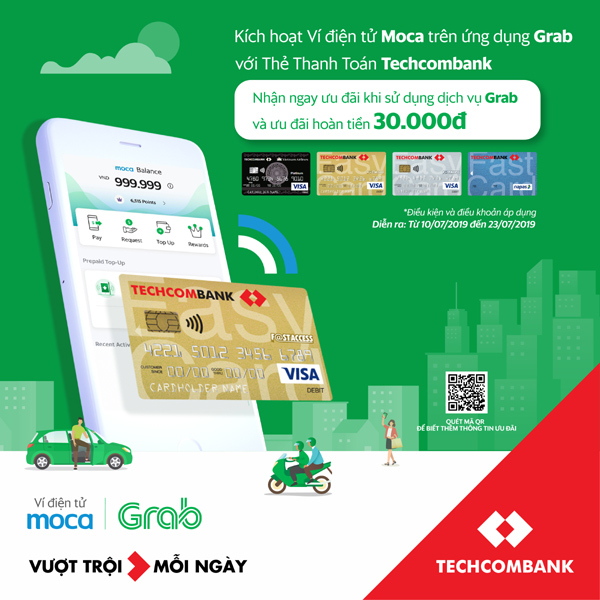 Chủ thẻ Techcombank thanh toán tiện lợi qua Ví điện tử Moca