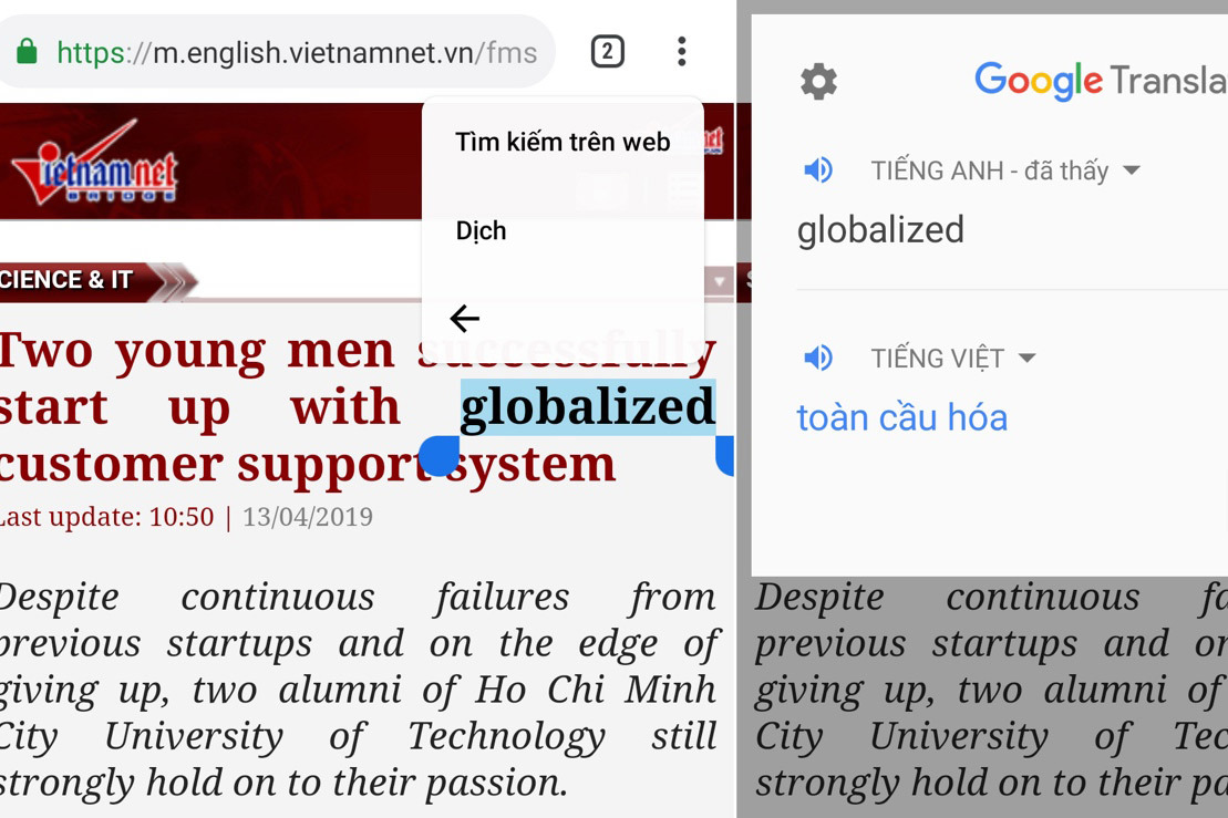 Cách dịch văn bản trên ứng dụng Android bất kỳ