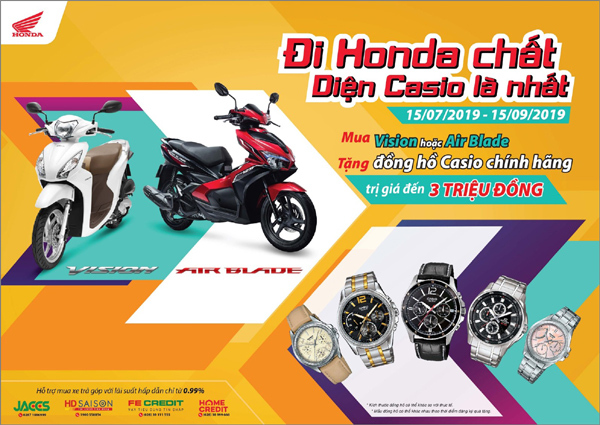 Mua xe ga Honda, nhận đồng hồ Casio