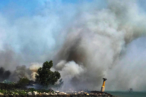 Bán đảo Sơn Trà bốc cháy dữ dội, cột khói cao hàng chục mét