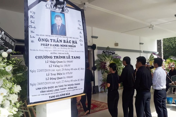 Tang lễ cựu chủ tịch BIDV Trần Bắc Hà tại Đồng Nai