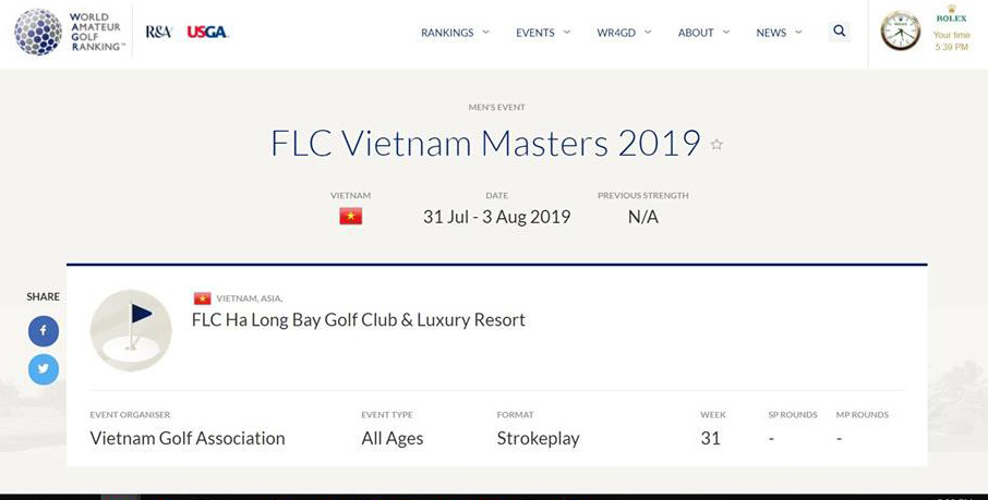 FLC Vietnam Masters 2019 Presented by Porsche: Golfer nghiệp dư được cộng điểm