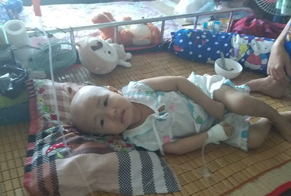 Bé 2 tuổi đau đớn quằn quại vì bệnh nặng