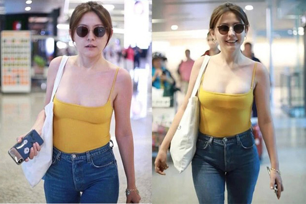 Mỹ nhân Tân Cương gây tranh cãi vì mặc hở ở sân bay