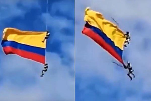 Video binh sĩ rơi chết khi rước quốc kỳ bằng trực thăng ở Colombia