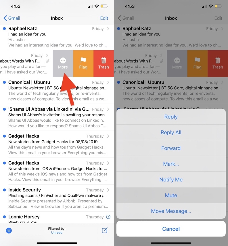 Cách tắt thông báo từ nhóm mail trên ứng dụng Mail của iOS 13