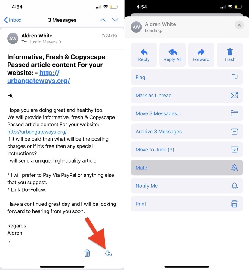 Cách tắt thông báo từ nhóm mail trên ứng dụng Mail của iOS 13
