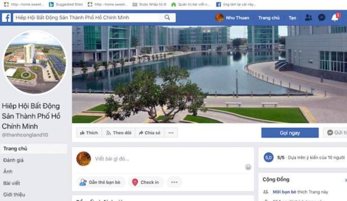Giả mạo Facebook Hiệp hội Bất động sản rao bán đất