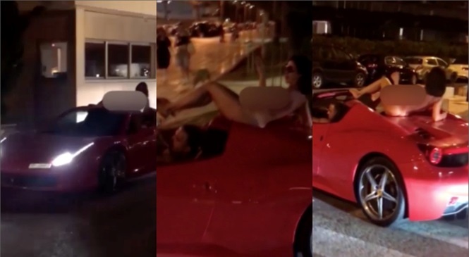 Khỏa thân lộ liễu trên nóc siêu xe Ferrari, cô gái bị phạt nặng
