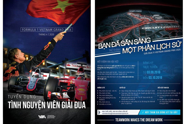 Tuyển 1000 tình nguyện viên điều hành chặng đua công thức 1 Việt Nam