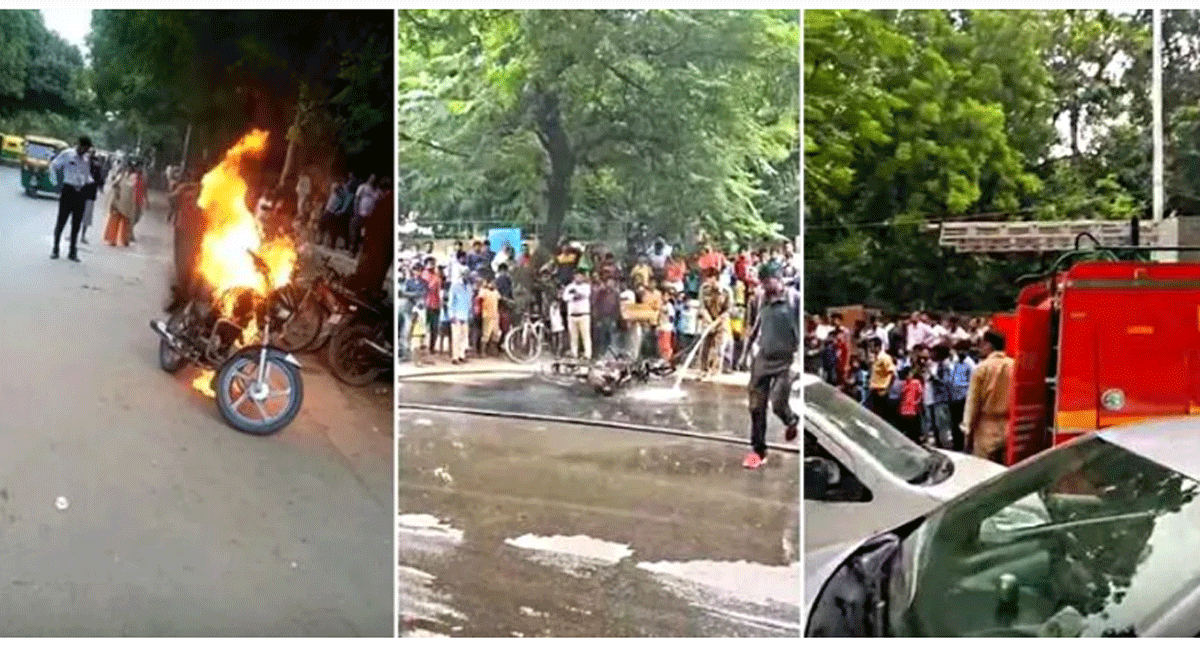 Bị phạt vi phạm giao thông, người đàn ông tự đốt xe máy giữa phố