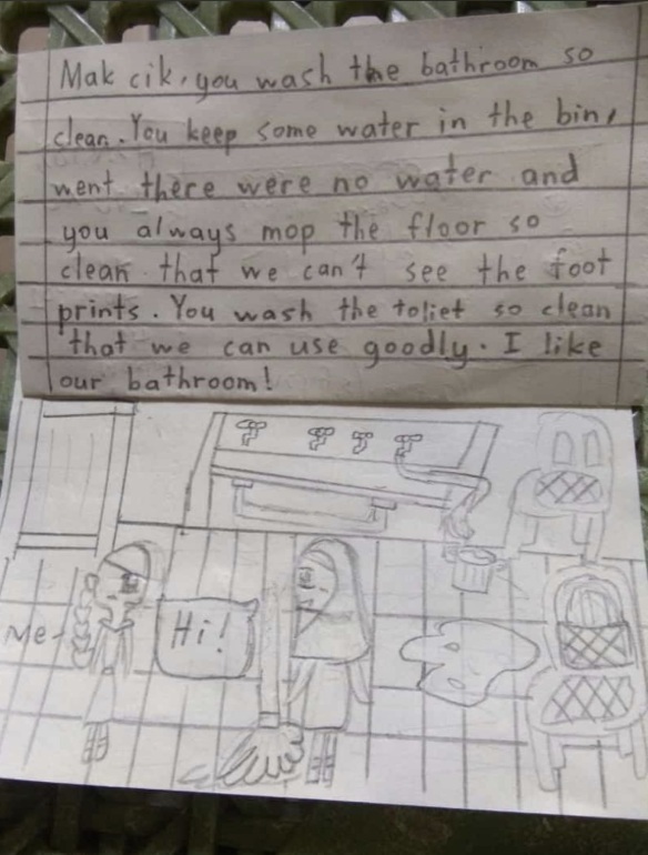 Xúc động bức thư cảm ơn nữ lao công trường học của bé gái 9 tuổi