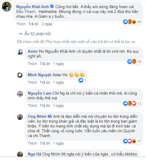 Đạo diễn Khải Anh bị fan của Bảo Thanh 'tấn công' vì phát ngôn bênh Thu Quỳnh