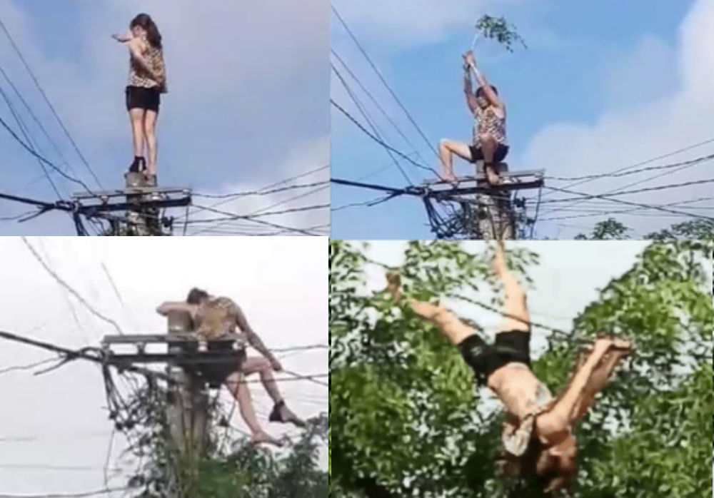 Người phụ nữ ở Đắk Lắk đu dây điện vắt vẻo, nghi do làm ăn thua lỗ