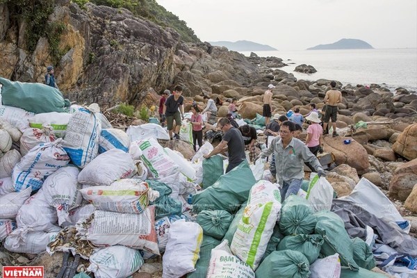 Da Nang: Youngsters join hand to collect trash on the beach