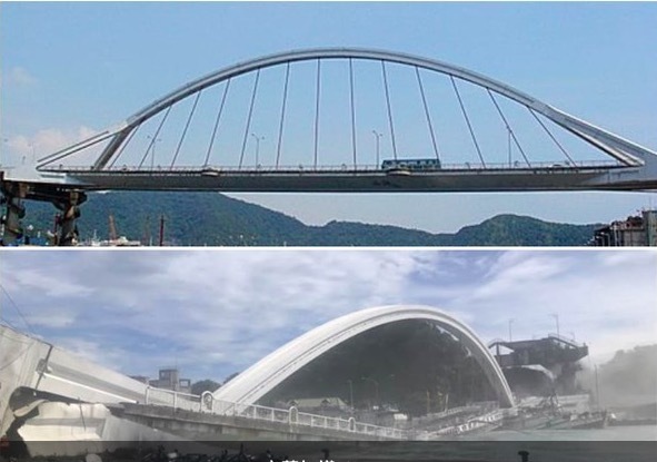 Cầu lớn sập bất ngờ ở Đài Loan, đè bẹp nhiều tàu phía dưới