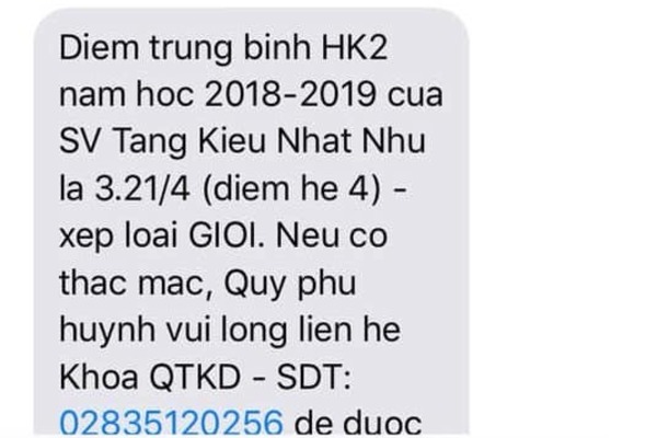 Trường gửi tin nhắn báo điểm cho phụ huynh, sinh viên náo loạn