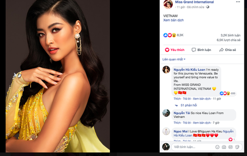 Photo of Kieu Loan tops poll on Miss Grand’s official fan page