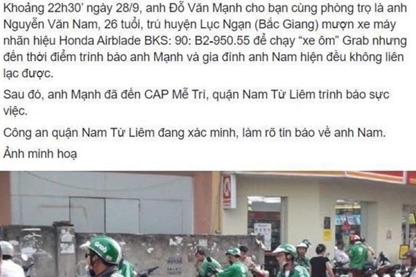 Sự thực về tài xế Grab ở Hà Nội mất tích nhiều ngày