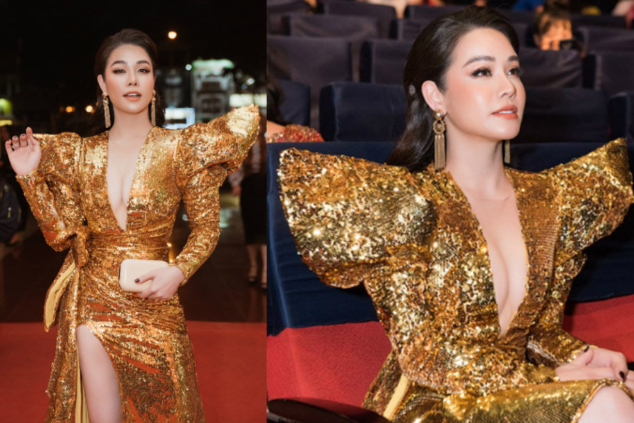 'Thị Bình' Nhật Kim Anh diện váy xẻ sâu khoe vòng 1 đối lập hình ảnh trên phim