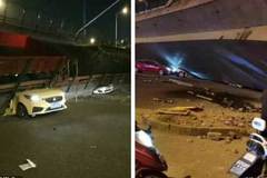 Khoảnh khắc cầu vượt cao tốc ở Trung Quốc sập trong tíc tắc, nghiền nát 3 xe ô tô