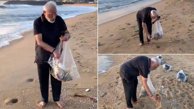 Xem Thủ tướng Ấn Độ nhặt rác trên bãi biển
