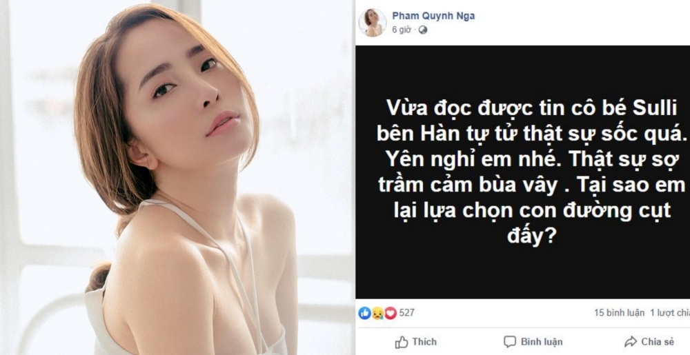 Sao Việt bàng hoàng tin Sulli treo cổ tự tử vì trầm cảm