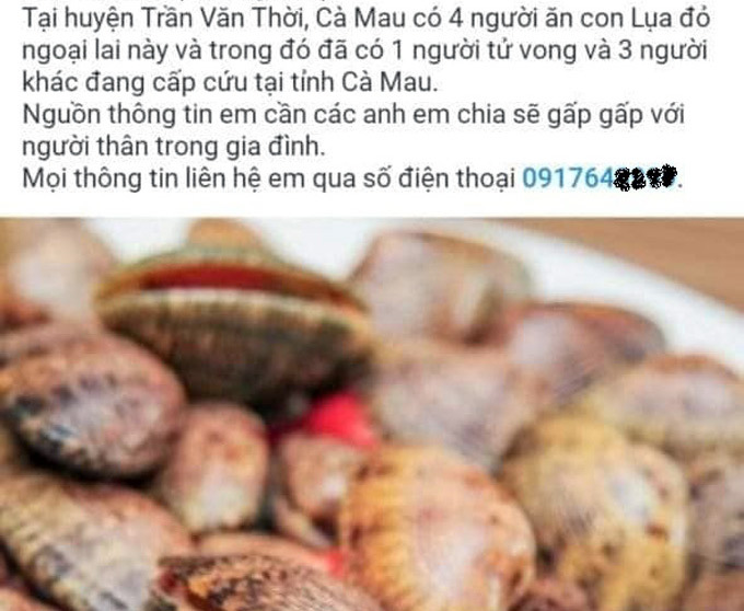 Cà Mau: Thông tin chính thức về tin đồn ăn sò lụa đỏ gây tử vong