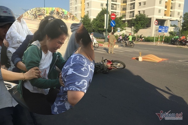 Vợ khóc ngất nhận xác chồng bị xe rước học sinh cán chết ở Sài Gòn