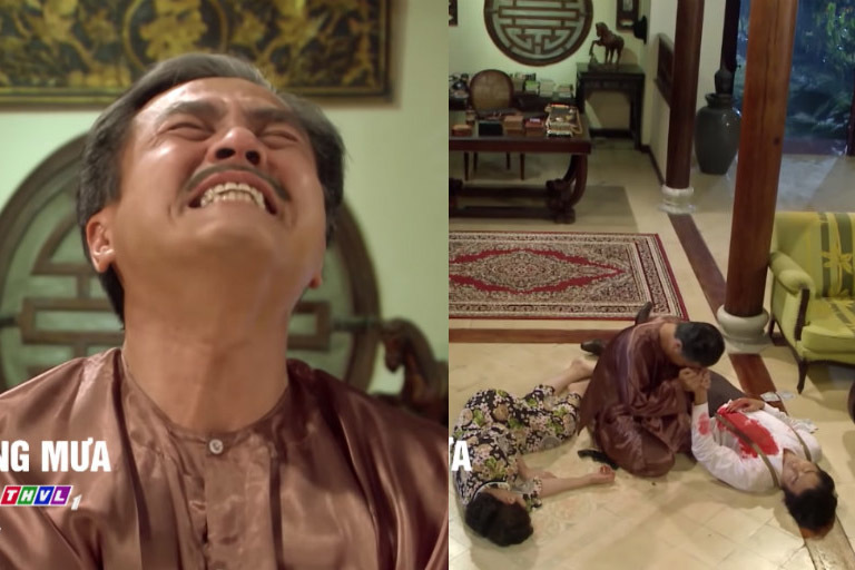 'Tiếng sét trong mưa' tập 53 Khải Duy gào khóc nhìn vợ và con trai chết ngay trước mắt