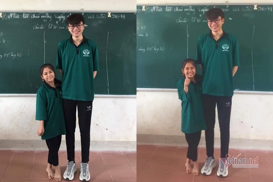 Đôi bạn “khổng lồ và tí hon” chênh nhau đến nửa mét