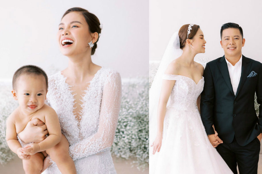 Giang Hồng Ngọc bế con trai chụp ảnh cưới với chồng hơn 8 tuổi