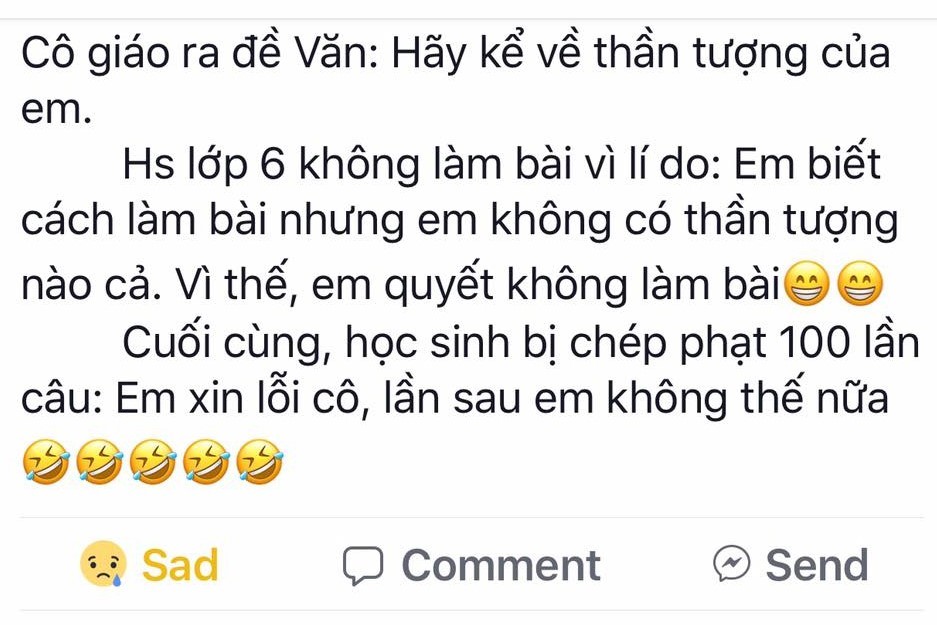 Bị chép phạt 100 lần vì từ chối làm bài văn tả thần tượng