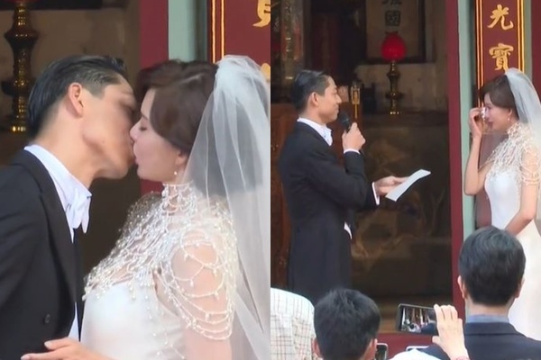 Lâm Chí Linh khóc hôn chồng trong lễ cưới
