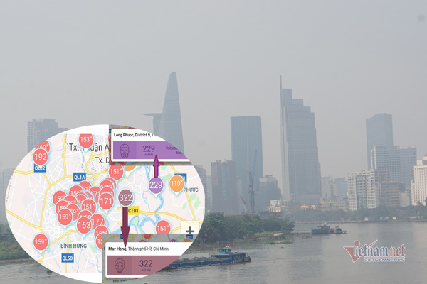 Trời Sài Gòn mịt mù, app ngoại báo mức ô nhiễm đỏ rực