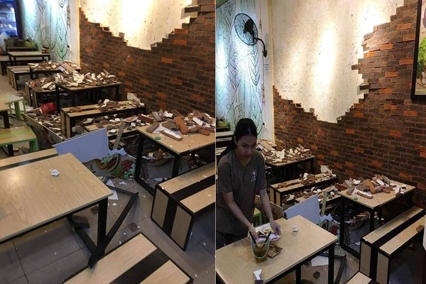 Tường nhà hàng đổ sập, 4 người ở Huế nhập viện