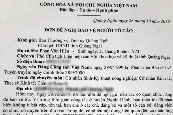 Tố tiêu cực, nguyên Phó Bí thư huyện ở Quảng Ngãi bị uy hiếp tính mạng