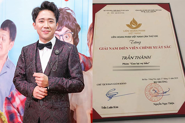 Trấn Thành lên tiếng về giải thưởng gây tranh cãi ở Liên hoan phim Việt Nam