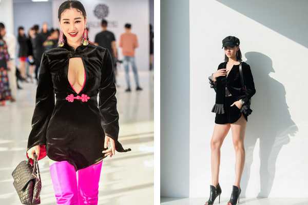 Maya khoe ngực, Hồng Quế khoe chân tại show của NTK Hà Linh Thư