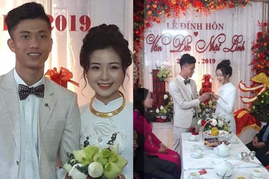 Cầu thủ Phan Văn Đức làm lễ đính hôn với bạn gái hot girl