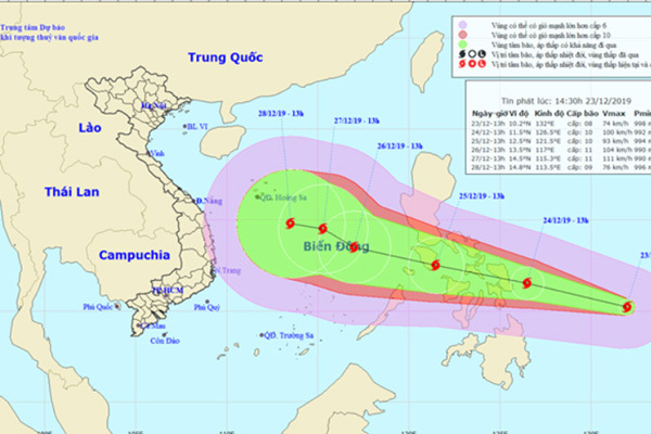 Bão giật cấp 11 hướng vào Biển Đông