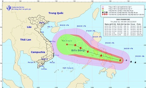 Typhoon Phanfone moving towards East Sea