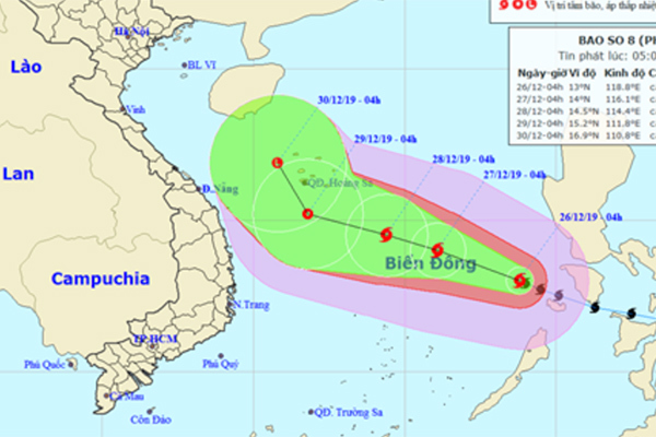 Bão số 8 giật cấp 14 quần thảo Biển Đông
