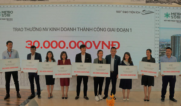 Chủ đầu tư Metro Star thưởng gần 1 tỷ đồng cho đại lý phân phối