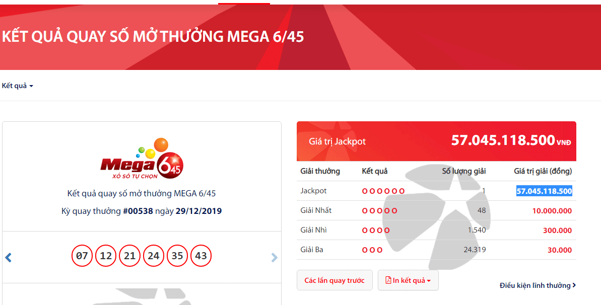 Trúng độc đắc Vietlott 57 tỷ, vận đỏ cuối năm 2019