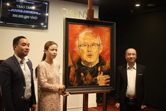 Portrait of coach Park fetches $12,000 for charity