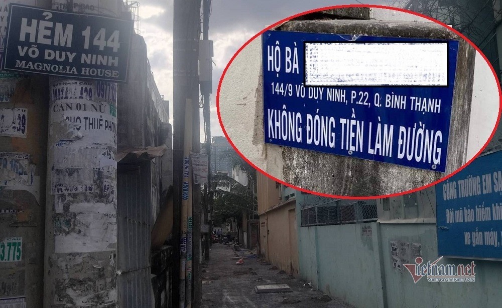 Nữ chủ hộ ở TP.HCM bị bêu tên vì không đóng 3 triệu làm đường